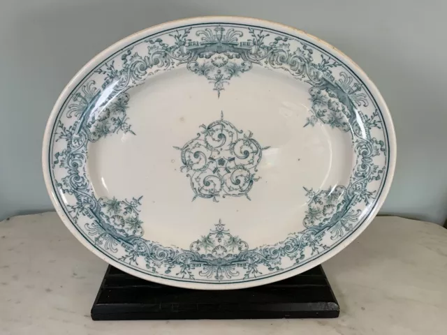 BWM & Co Staffordshire England 1879 Antique Platter Louis XV teal blue transfer