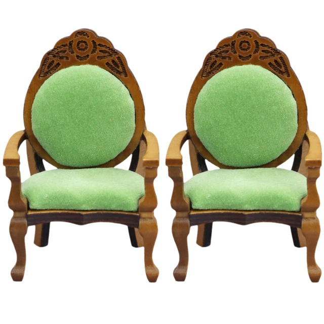 2 piezas mini sillón de madera mini casa adorno de sillón