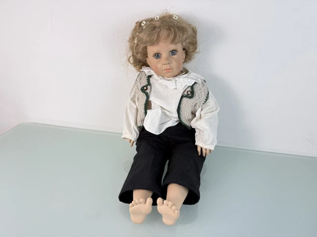 Poupée D'artiste Sybille Sauer - Porcelaine 53 Cm - Collection - Excellent état