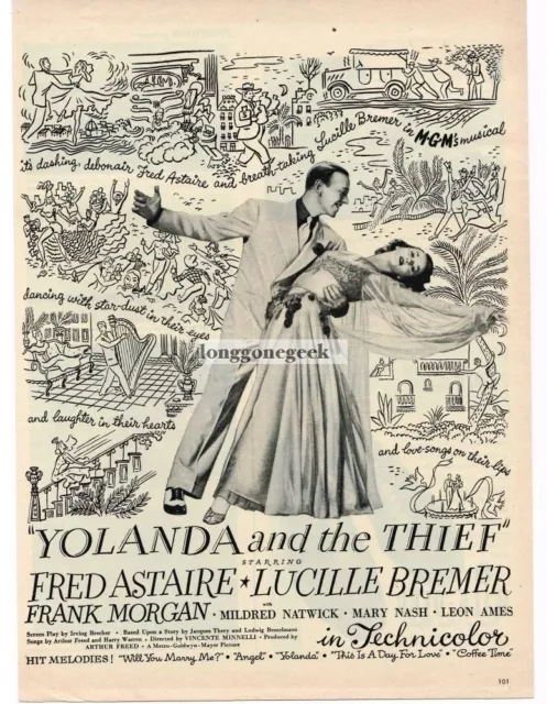 1945 MOVIE YOLANDA and the Thief Fred Astaire Lucille Bremer Vintage ...