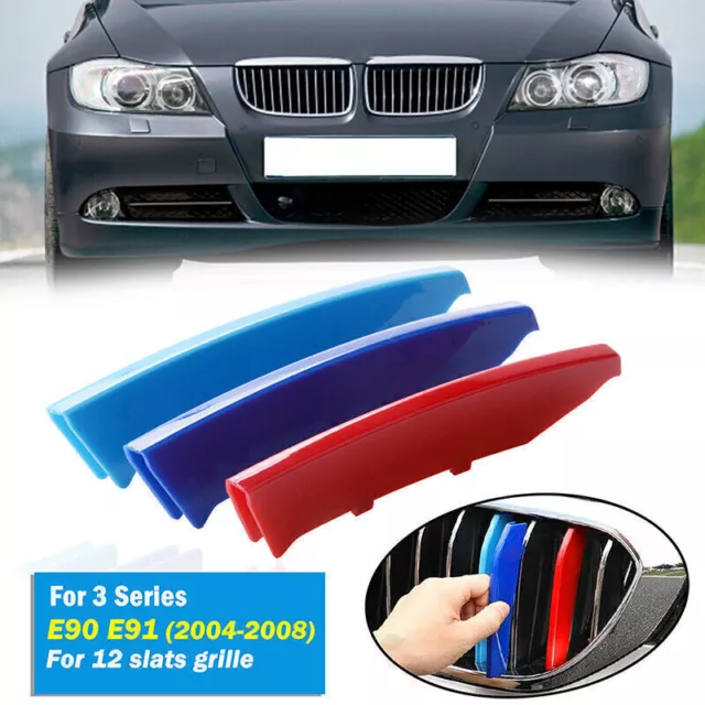 Set For BMW 3 Series E90 E91 M Style Kidney Grille Strip Cover Trim Clip Decor