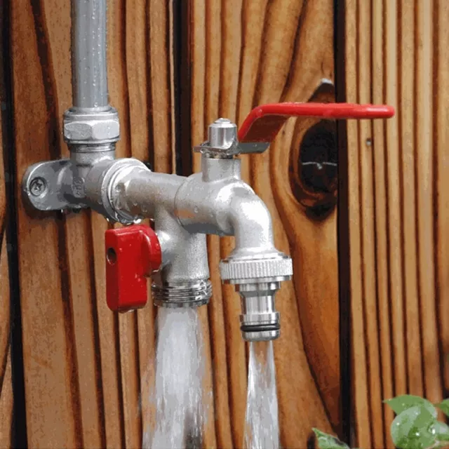 Double Head Water Faucet 1/2'' 3/4'' Water Splitter Connector Coupling Adapte re