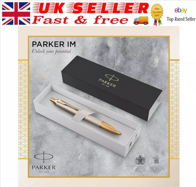 Parker IM Ballpoint Pen Premium Warm Silver Medium Point Blue Ink Gift Box