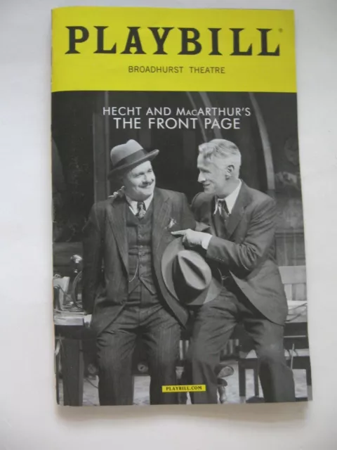 Broadway Playbill THE FRONT PAGE Broadhurst Theatre Nov 2016 Nathan Lane