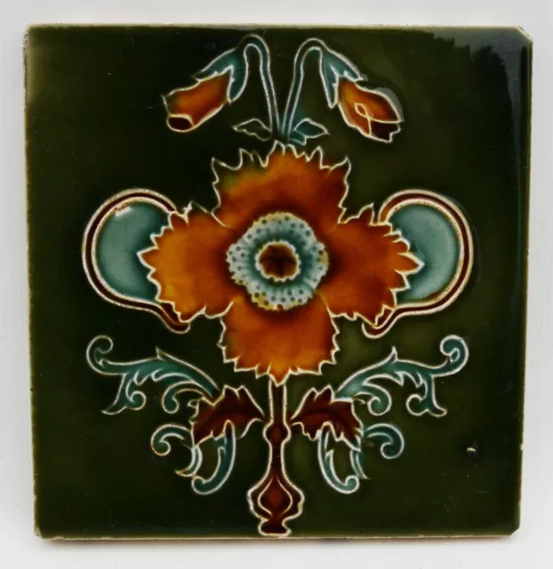 Original Antique Art Nouveau Tile Henry Richards circa 1904