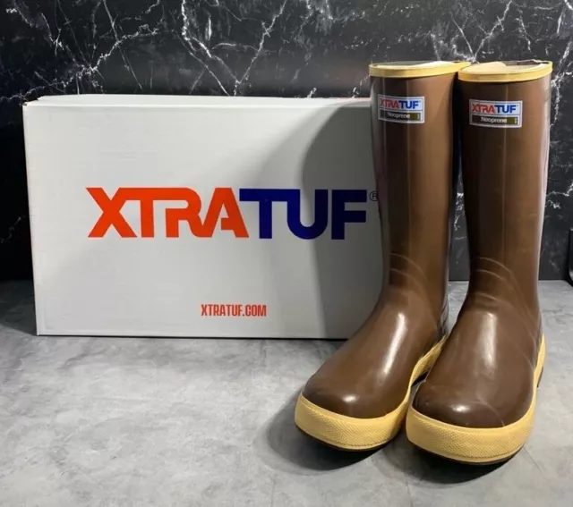 XTRATUF Mens 15" Legacy Brown Waterproof Rubber Boots 22272G Alaska Sneaker Sz 9
