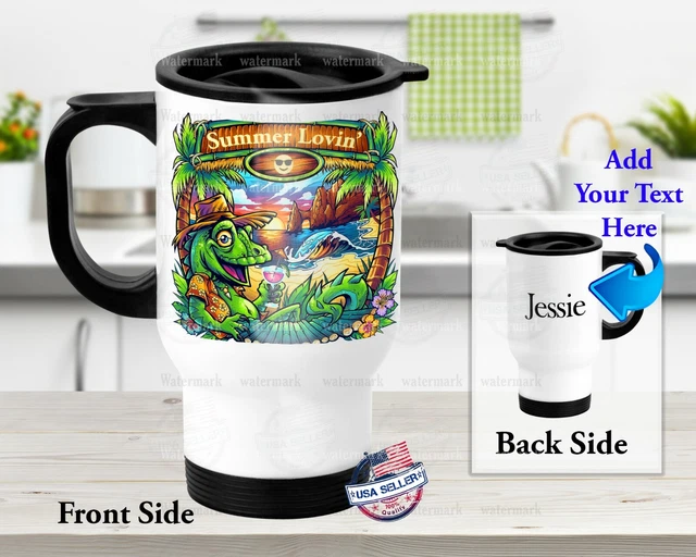 Summer Lovin Lizard beach - Stainless Steel Thermal 14oz Insulated Travel Mug