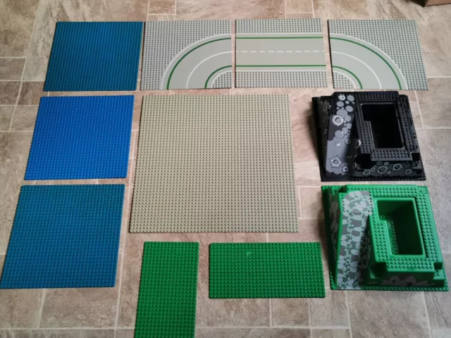 LEGO 3D Base Plates, Road & Flat Green, Grey, Blue Job Lot Castle