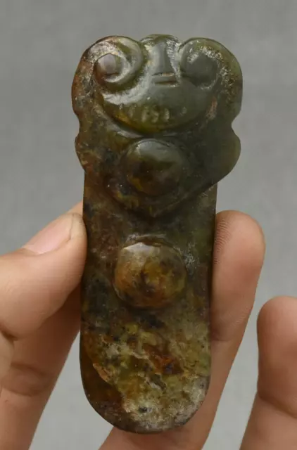 8CM China Hongshan Culture Hetian Old Jade Carve Ganoderma Ruyi Ru Yi Pendant