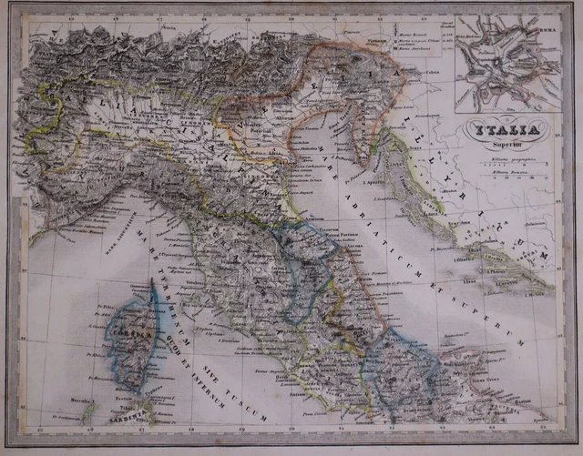 Antique 1831 Universal Atlas Map ~ ITALIA / ITALY - CORSICA ~ (10x12) -#1235