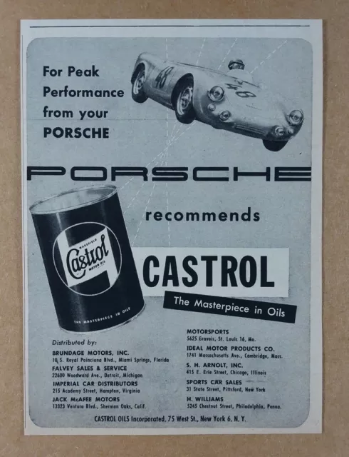 1956 Castrol Motor Oil Porsche 550 Spyder photo vintage print Ad