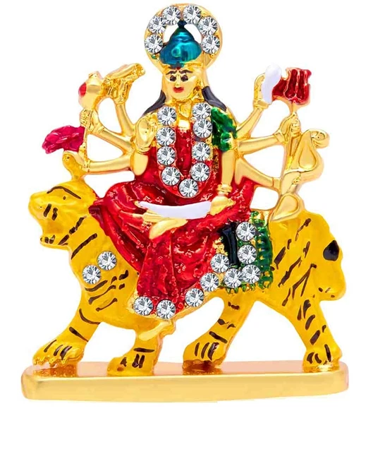 GODDESS MAA DURGA Sherawali Mata Idol on Lion Metal Statue For Home