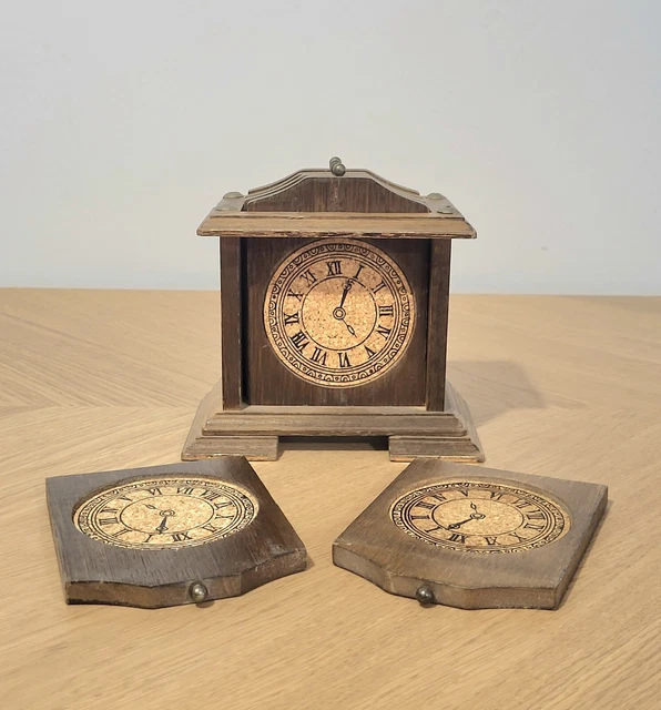 6 SOUS VERRES EN Bois Et Li ge En Forme D horloge D coration Ancienne 6-sous-verres-en-bois-et-li-ge-en-forme-d-horloge-d-coration-ancienne