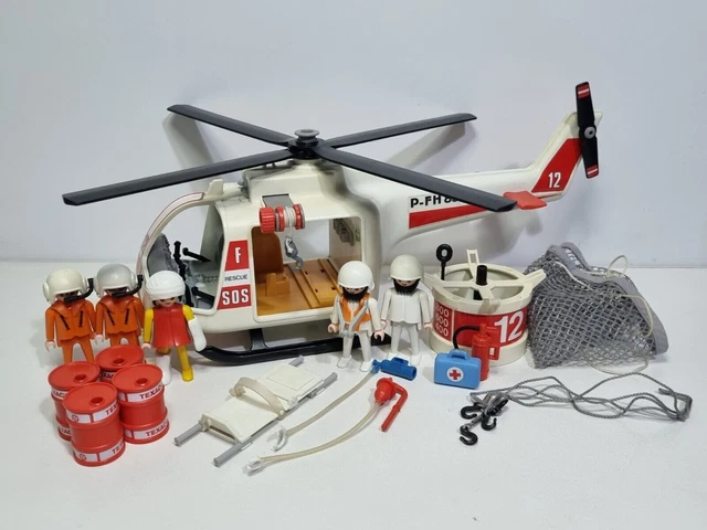 PLAYMOBIL vintage city médical secours hélicoptère zodiac rouge set 4428 de 2005