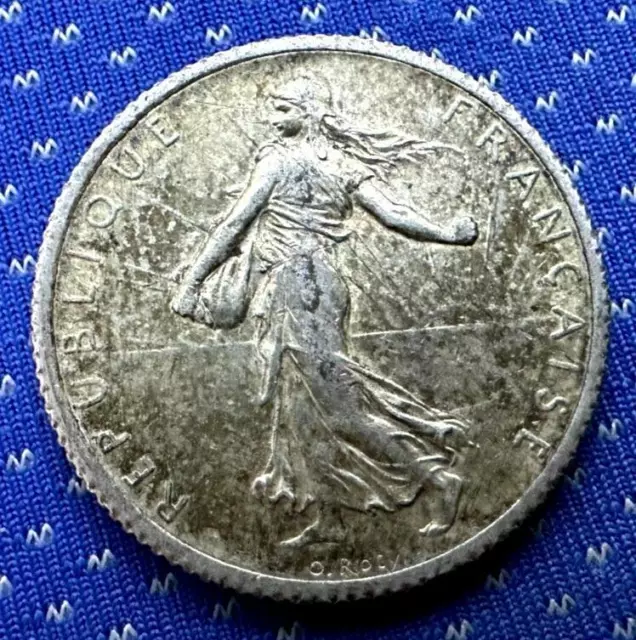 1917 France 1 Franc Coin  .835 Silver     #MX112