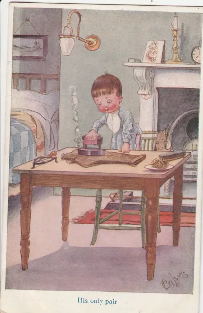 a children old antique postcard greetings people comic england