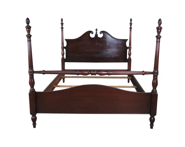 Antique West Michigan Furniture Co. Sheraton Style Mahogany Full Size Poster Bed