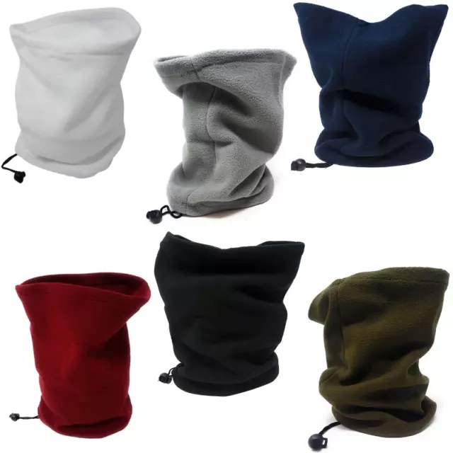 Scaldacollo Pile Nero Ciclismo Inverno Adulti Maschera Snood Sciarpa Tubo Viso Unisex