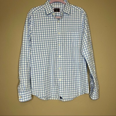 BLACKJACK XL SLIM Fit Blue Tan Gray Checkered Casual Shirt 2 