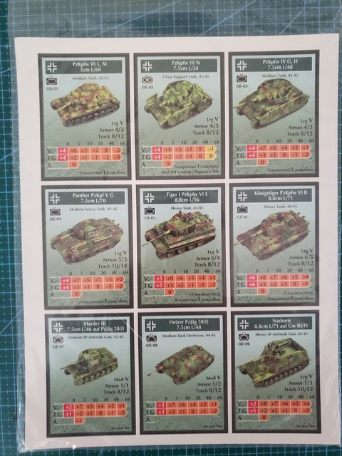 BATTLEFRONT WW2 WARGAME Rules - Starter Unit Card Set 3 - Complete ...