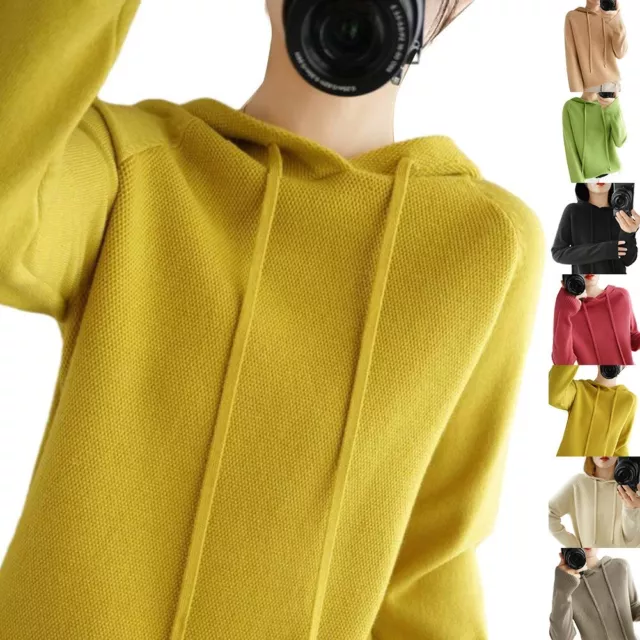 Winter Wardrobe Must Have Hooded Cashmere Knitted Sweatshirts for Women