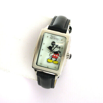 Disney by Accutime Mickey Mouse Leather Quartz Analog Watch For Parts Sold As Is
