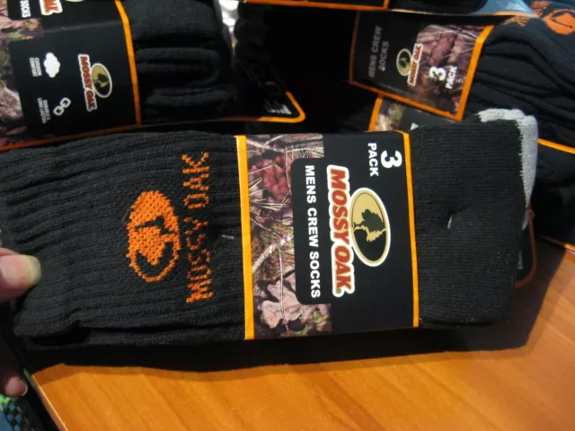 3 Pair Mossy Oak Hunting Crew Boot Socks Size 10-13 Cushion Sole Shoe Size 6-12