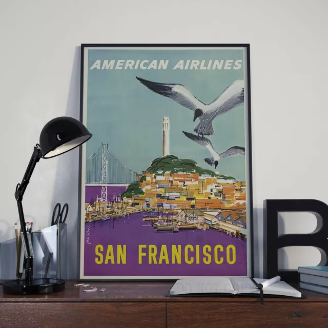 Vintage San Francisco American Airlines #2 Travel Poster Print Picture A3 A4