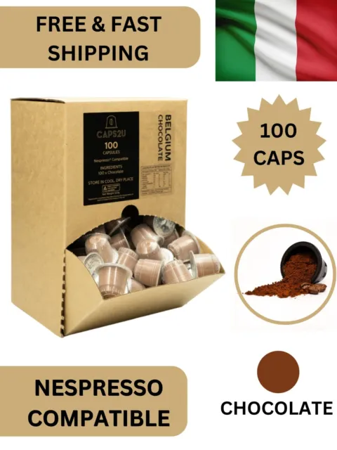 Nespresso Compatible Capsules Pods Premium Belgium Hot Chocolate x100 Pack