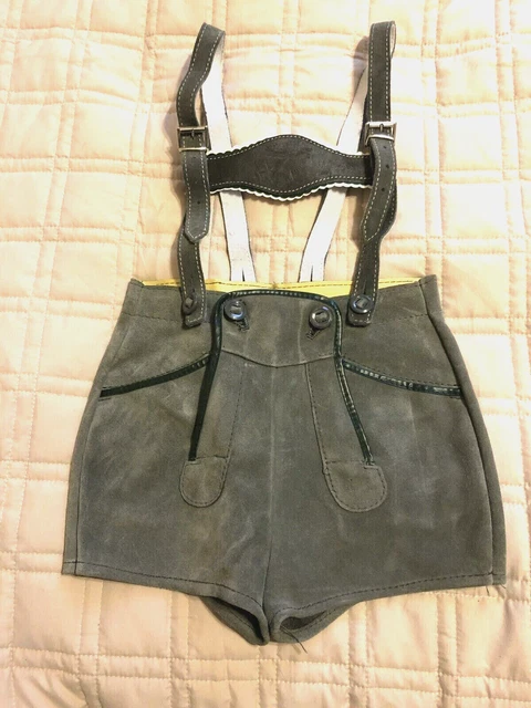 sz 1T EUC.Germany,Boys,Trachten,Lederhosen w.Suspenders.Oktoberfest.Gray