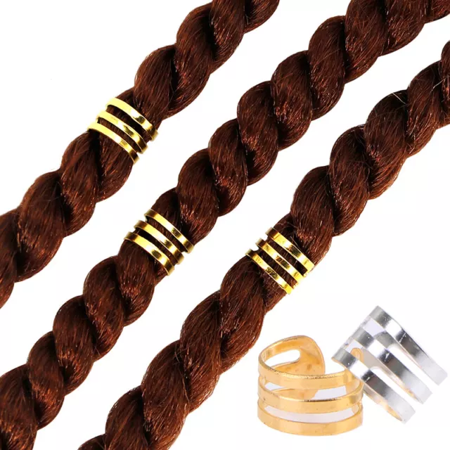 50pcs Adjustable Hair Braids Dreadlock Beads Cuffs Rings Hair Tools Accessories