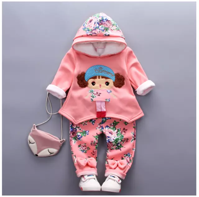 Toddler Girls 2PCs Floral Cute Outfit Tracksuits Set Sport Casual Size 0-3 Years