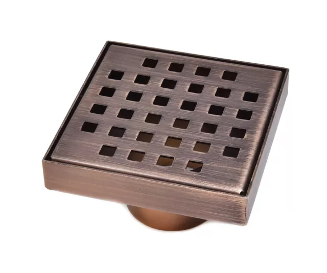 SereneDrains Square Shower Drain Stainless Steel Squares Oil Rubbed Bronze 4"