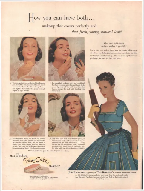 1952 Max Factor Pancake Makeup Vintage Original Magazine Print Ad