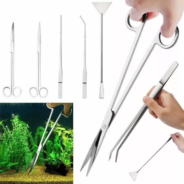 Aquarium Tools Fish Tank Aquatic Plant Tweezers Scissors Stainless Steel Useful