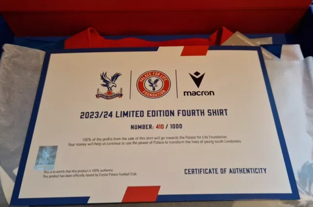 CRYSTAL PALACE 2023/24 LTD EDITION 4TH Football Shirt ADULT (L) BNIB # 410/1000