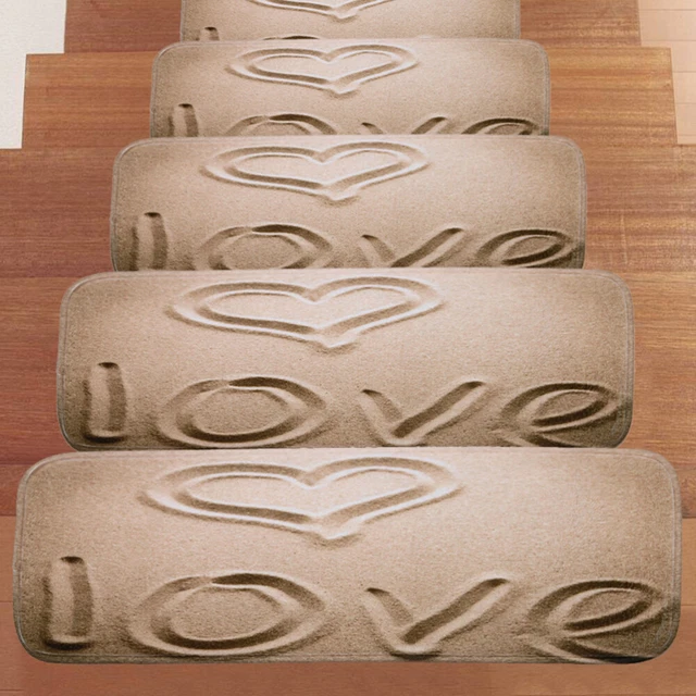 5 piezas Alfombras Alfombras Escalera Escalera Amor Corazón Escalera Lavable Escalera