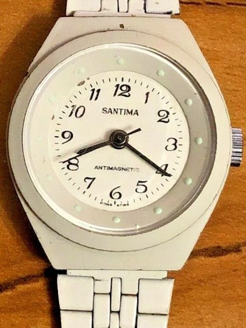 Montre Femme Vintage Santima - Antimagnétique Étanche - Bracelet Métal Deux Couleurs - Occasion