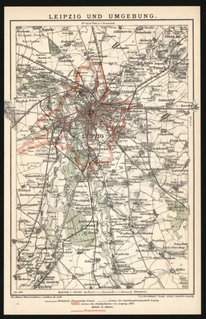 Landkarte anno 1899 - Leipzig Marienbrunn Thonberg Lößnig Schleußig Markkleeberg