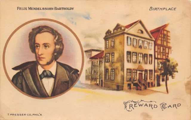 Reward Card~Felix Mendelssohn-Bartholdy~Composer Inset~Birthplace~Presser Series