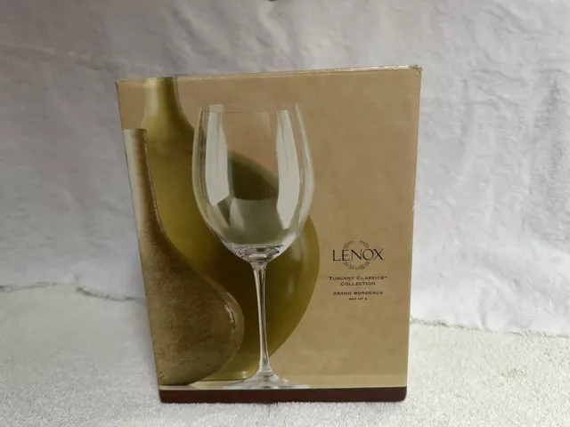 Lenox Tuscany Classics Grand Bordeaux Full Lead Crystal Wine Glasses Set of 4