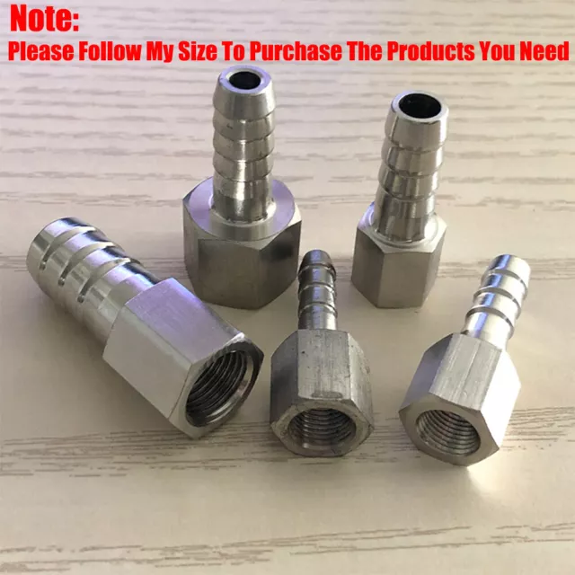 BSP 1/8"-1/2" Stainless Steel Female Thread Fitting Barb Hose Tail End Connector