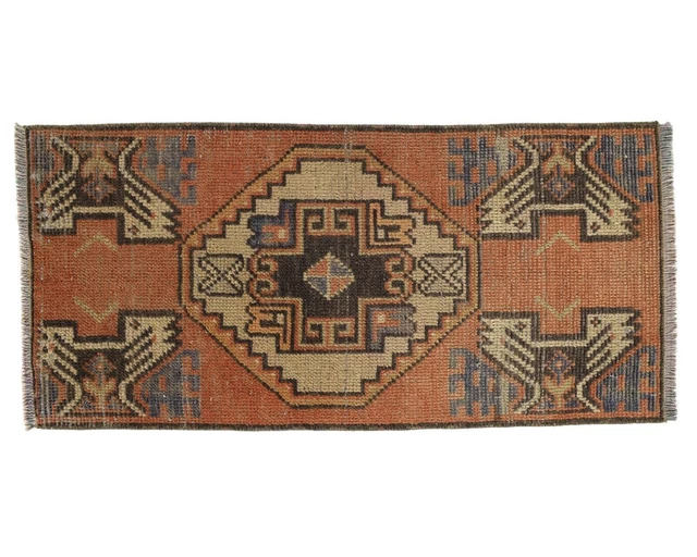 piccolo tappeto vintage turco boho persiano marocchino zerbino da bagno...