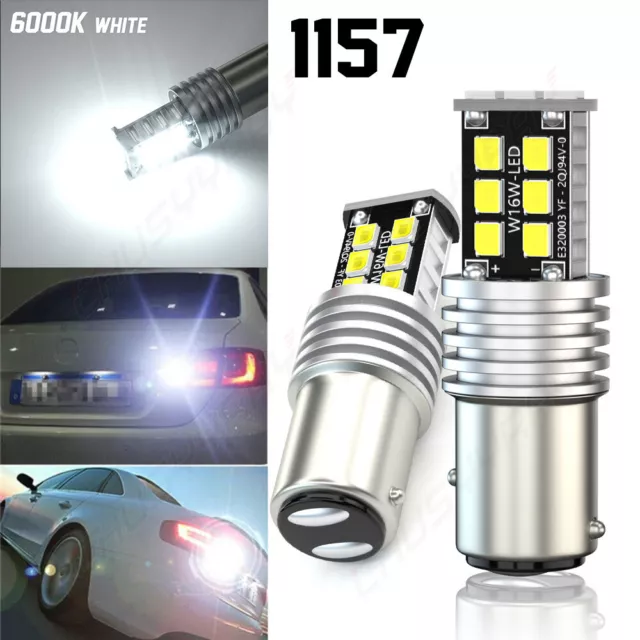 2x White 1157 BAY15D 24-SMD LED Tail Stop Brake Reverse Turn Signal Light Bulbs