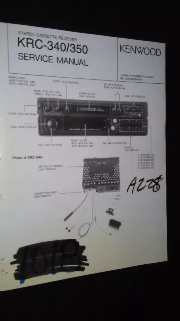 Kenwood krc-340 350 service manual original repair book stereo tape car radio