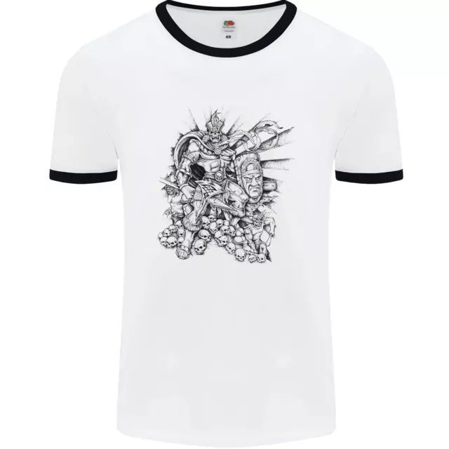 T-shirt Inca Warrior Skull Gym Martial Arts MMA Axe Uomo Cinger Bianco