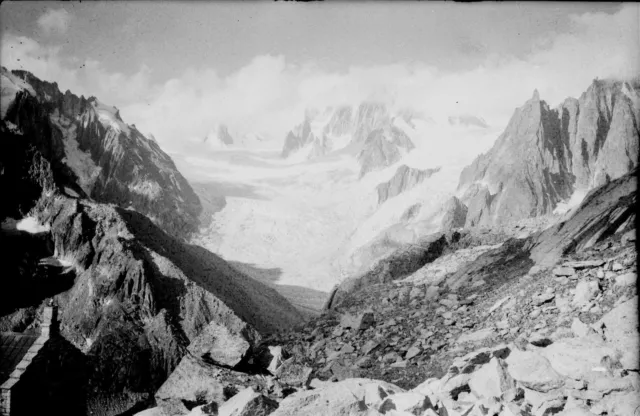 CHAMONIX c. 1960 - Glacier du Géant Refuge Hte-Savoie - Négatif 9 x 6 - ARA 142