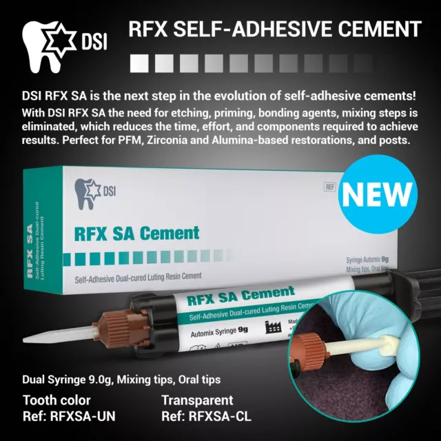 DSI RFX Dental Radiopaque Cement Crown Bridge Automix Permanent Resin Universal