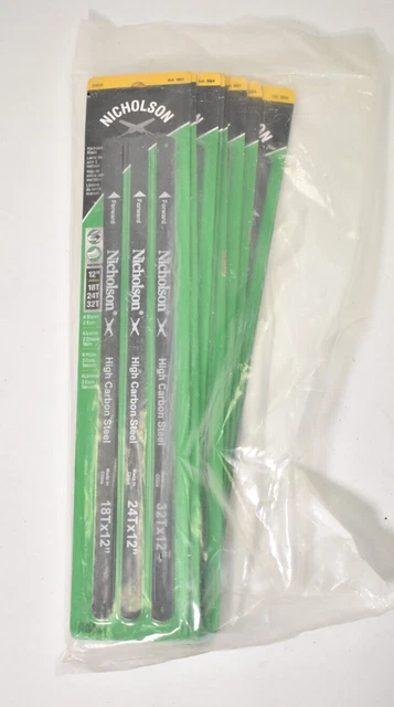 Lot of 60 Crescent Nicholson High Carbon Steel Hacksaw Blades 12" 18T 24T 32T