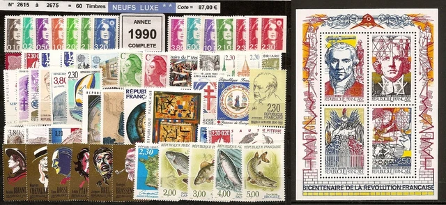 1992 France – Année Complète De Timbres Neufs, Collection Philatélique, Déclinaison Annuelle